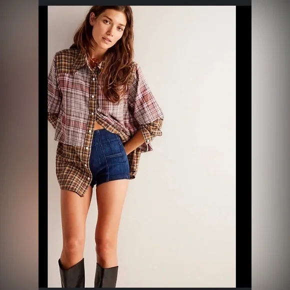 We the Free Plaid Two Tone Layered Flannel size Medium - Picture 2 of 14